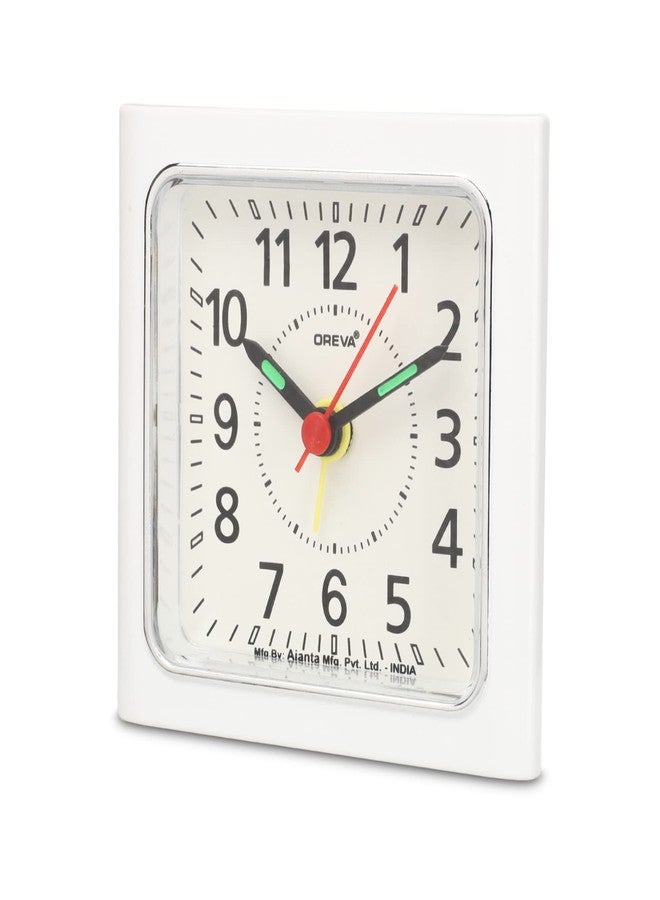 OREVA Bip Alarm Table Clock (White Color 8.9 cm x 3.7 cm x 8.9 cm, AA3187) - Image 1